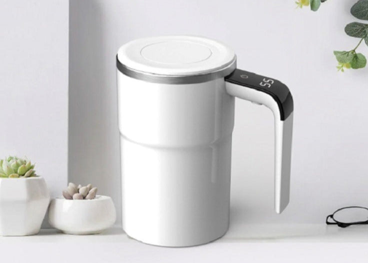 Automatic Coffee Stirring Cup, Stainless Steel Self-Stirring Coffee Cup with Lid, Automatic Stirring, LED Intelligent Display Temperature